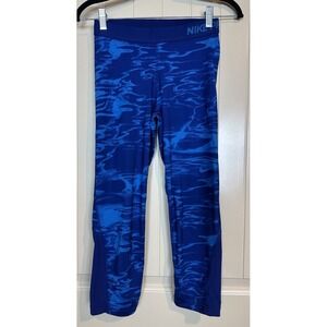 Nike Pro cropped Leggings blue‎ Womens Yoga workout running gym sz M